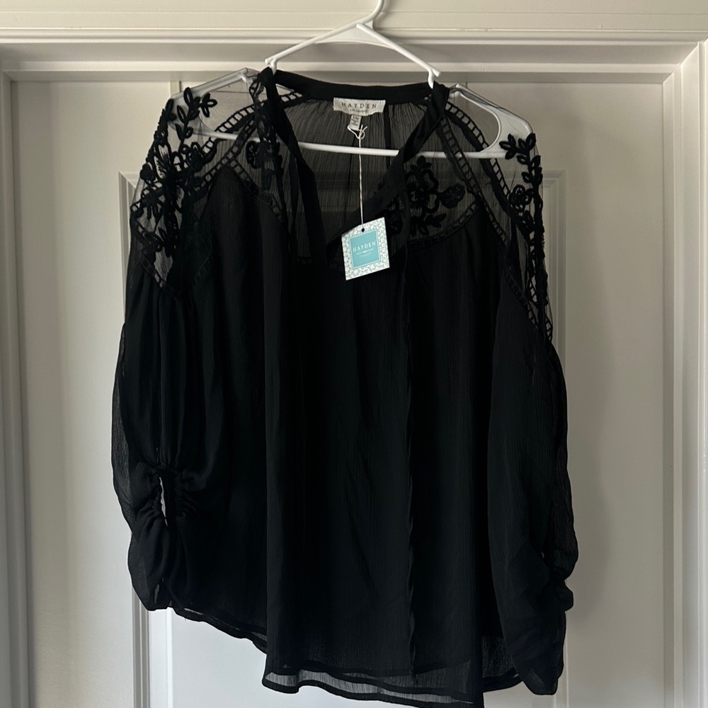 Black Sheer Lace Blouse